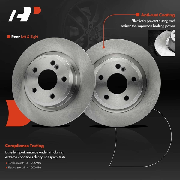 2 Pcs Rear Disc Brake Rotors for Mercedes-Benz B250e CLA250 INFINITI