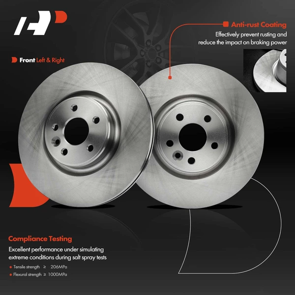 2 Pcs Front Disc Brake Rotors for Volvo S60 12-18 S80 07-16 V60 V70 XC70