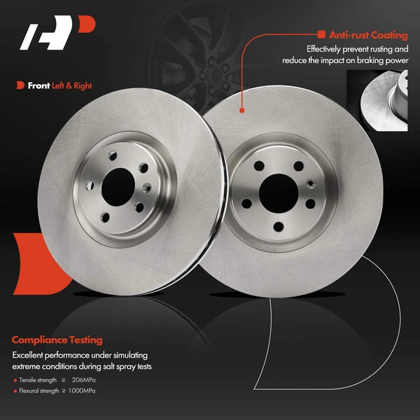 2 Pcs Front Disc Brake Rotors for Volvo V60 V90 Cross Country S60 S90 XC60 XC90