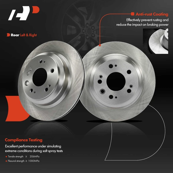 Rear Disc Brake Rotors for Acura RL 2005-2012