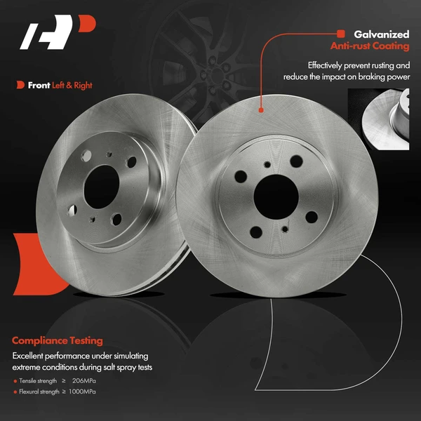 Front Disc Brake Rotors for Toyota Prius C 2012-2019 Yaris 2006-2018 Scion iQ