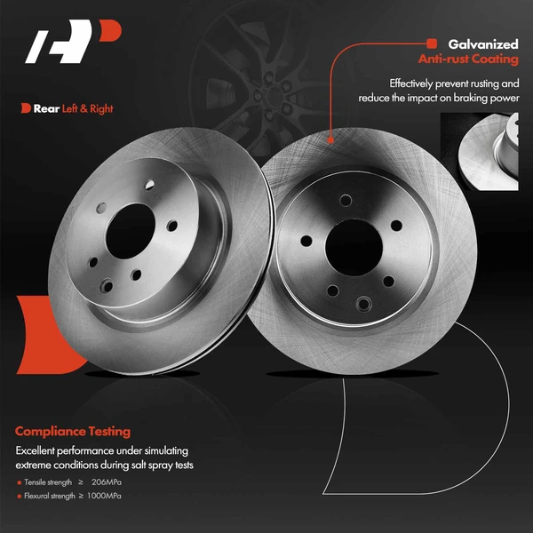 Rear Disc Brake Rotors for Nissan Maxima 09-14 16-22 370Z INFINITI EX35 G37 QX50