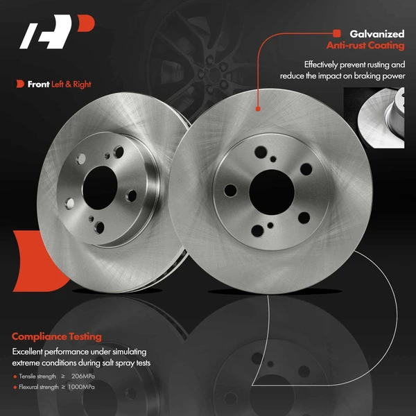 Front Disc Brake Rotors for Toyota Prius 2010-2015 Lexus CT200h 2011-2017