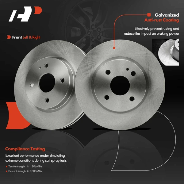 Front Disc Brake Rotors for Mazda 2 2011-2014 L4 1.5L