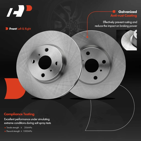 Front Disc Brake Rotors for Toyota Yaris 2012-2018 with Rear Disc only