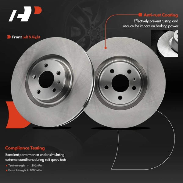 2 Pcs Front Disc Brake Rotor for Audi A6 A6 Quattro A7 A7 Quattro A8 Quattro S7