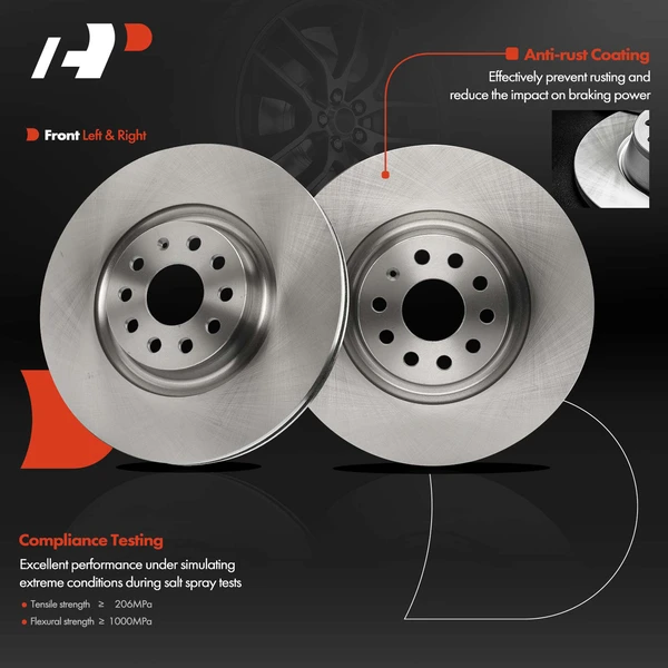 2 Pcs Front Disc Brake Rotors for Audi A3 Q3 S3 Volkswagen Golf CC