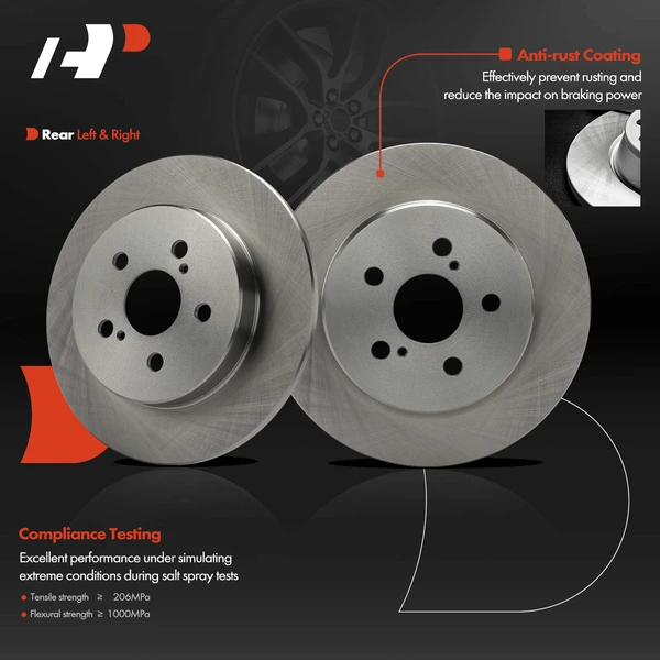 2 Pcs Rear Disc Brake Rotors for Toyota Corolla 19-23 1.8L 2.0L