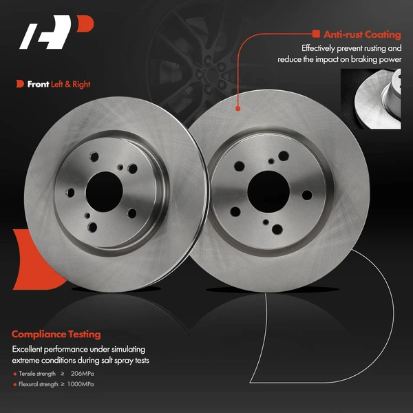 2 Pcs Front Disc Brake Rotors for Toyota Camry RAV4 CHR Lexus ES250 ES300h