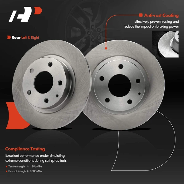 2 Pcs Rear Disc Brake Rotors for Mazda 6 2014-2021 L4 2.5L