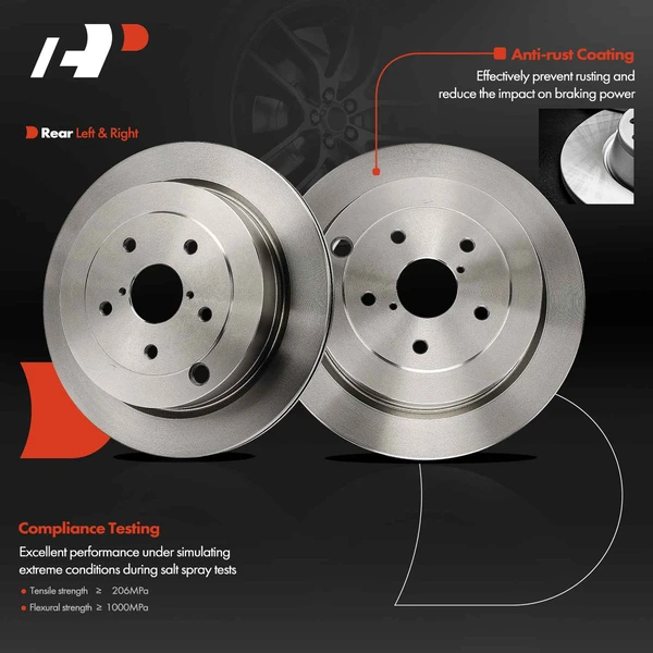 2 Pcs Rear Disc Brake Rotors for Subaru B9 Tribeca 2006-2007 Tribeca 2008-2014