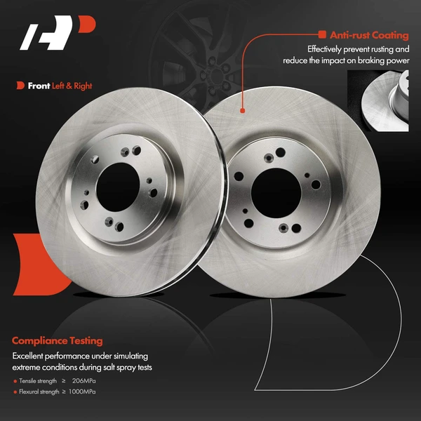 2 Pcs Front Disc Brake Rotors for Honda S2000 2000-2009 Convertible