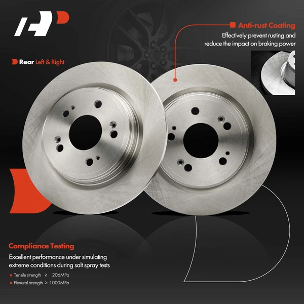 2 Pcs Rear Disc Brake Rotors for Acura RLX 2014-2020 V6 3.5L