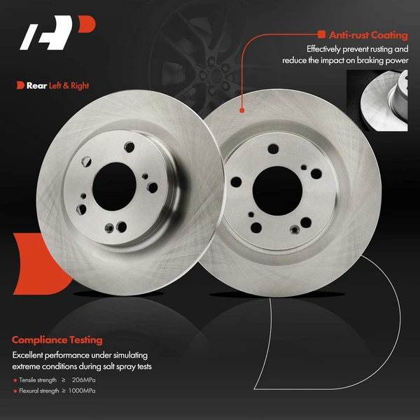 2 Pcs Rear Disc Brake Rotors for Honda Civic 2017-2023 2.0L Type R