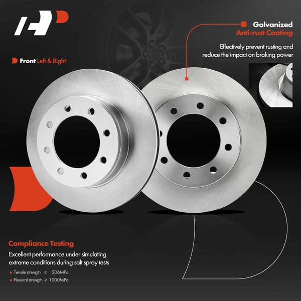 2 Pcs Front Disc Brake Rotors for Ford E-550 F450 F550 Super Duty 1999-2004