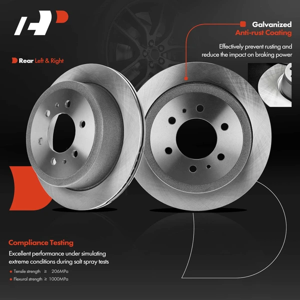 Rear Disc Brake Rotors for Ford F-150 2004-2011 Lincoln Mark LT 2006-2008 6-Lug