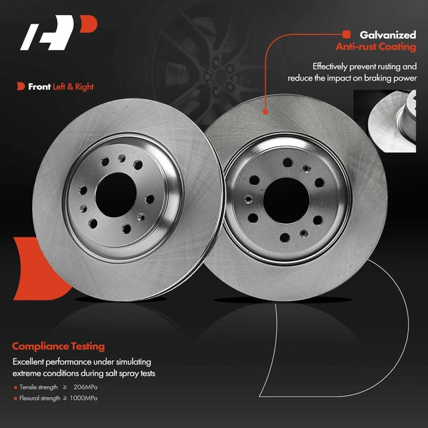 Front Disc Brake Rotors for Cadillac SRX 2004-2009 V6 3.6L V8 4.6L 6-Lug