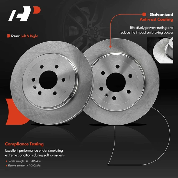 Rear Disc Brake Rotors for Cadillac SRX 2004-2009 3.6L 4.6L 6-Lug 320 mm