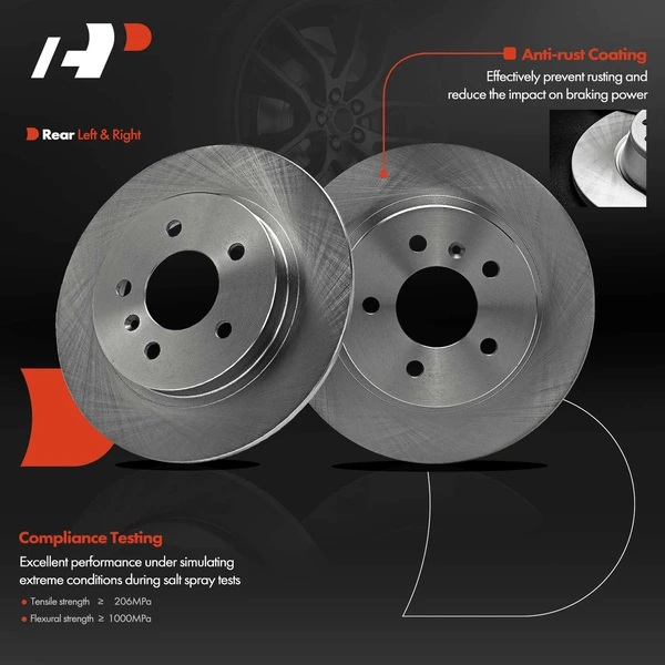 Rear Disc Brake Rotors for Buick DTS Cadillac Lucerne 2006-2011 5-Lug