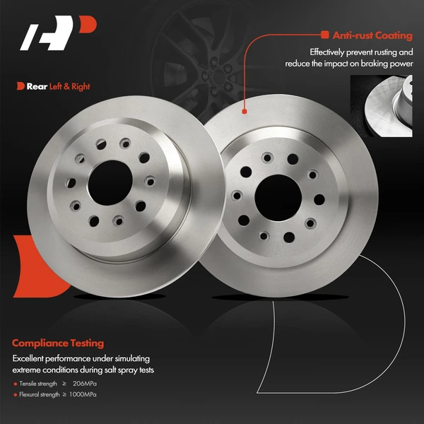 2 Pcs Rear Disc Brake Rotors for Jeep Wrangler 2018-2021