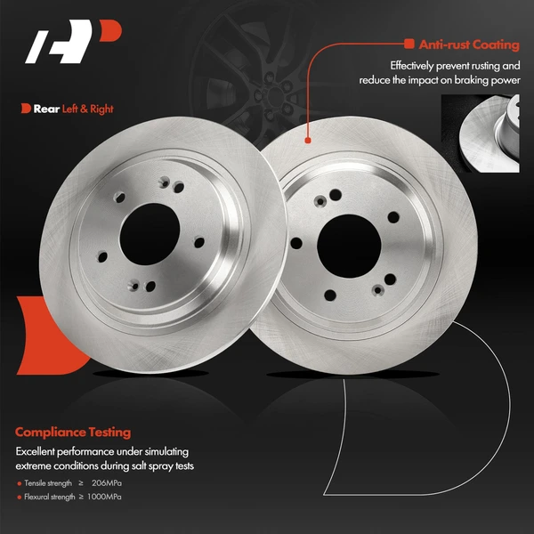 2 Pcs Rear Disc Brake Rotors for Kia Seltos 2021-2023 Hyundai Kona 2018-2022 AWD