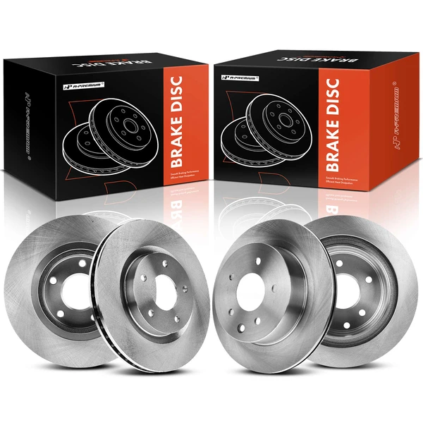 Front & Rear Disc Brake Rotors for 2014-2015 Nissan Rogue Select