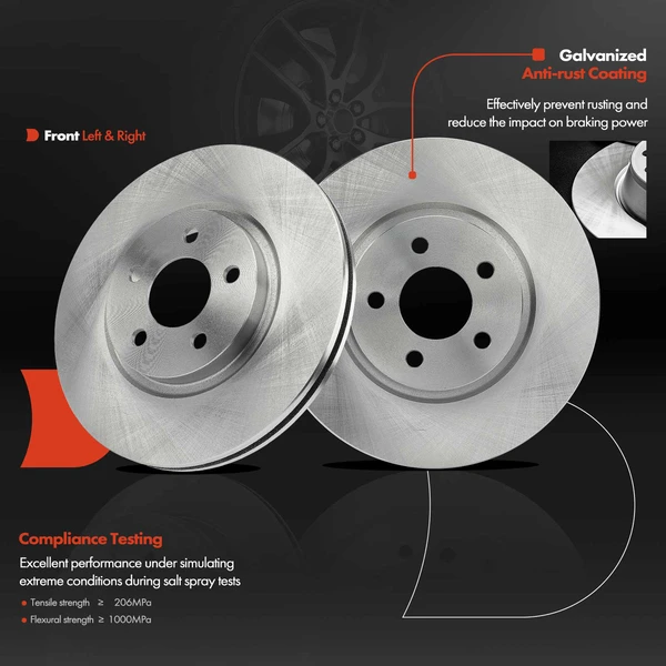 Front Disc Brake Rotors for Chrysler PT Cruiser 2001-2010 L4 2.4L