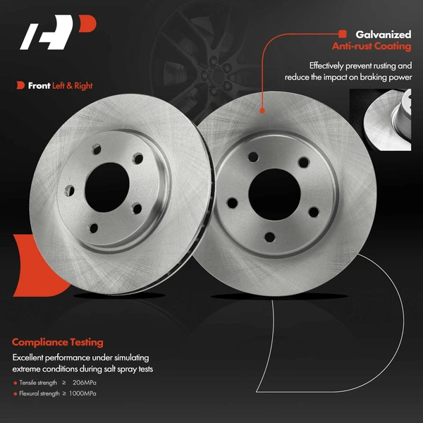 Front Disc Brake Rotors for Dodge Caliber 2007-2012 Mitsubishi Lancer 2008-2017