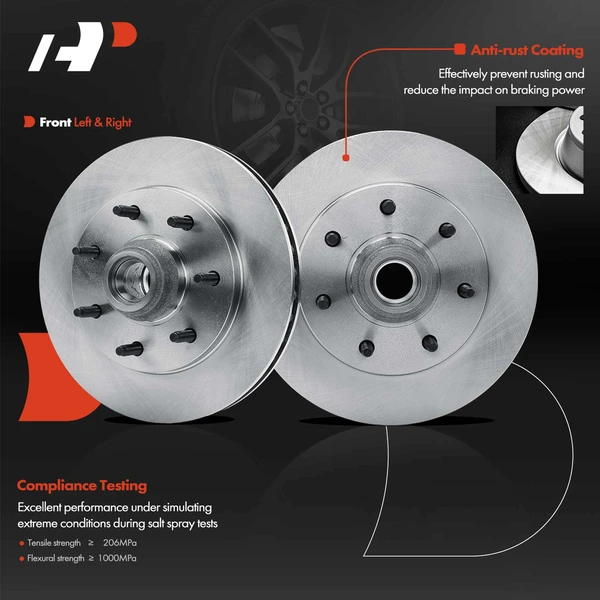 2 Pcs Front Disc Brake Rotors for Ford F-150 00-03 F-250 97-99 F-150 Heritage