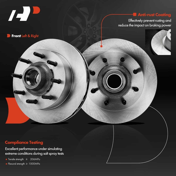 2 Pcs Front Disc Brake Rotors for Ford F-250 F-350 Super Duty 2003-2004 RWD