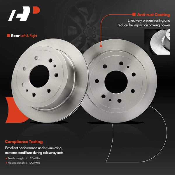 2 Pcs Rear Disc Brake Rotors for Ford F-150 04-11 Lincoln Mark LT 06-08 7 Lug