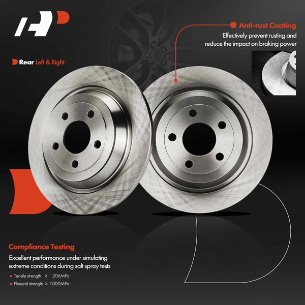 2 Pcs Rear Disc Brake Rotors for Ford Mustang 2015-2022