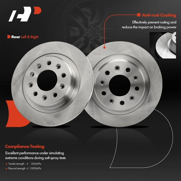 2 Pcs Rear Disc Brake Rotors for Buick Envision Chevrolet Equinox Malibu GMC Terrain