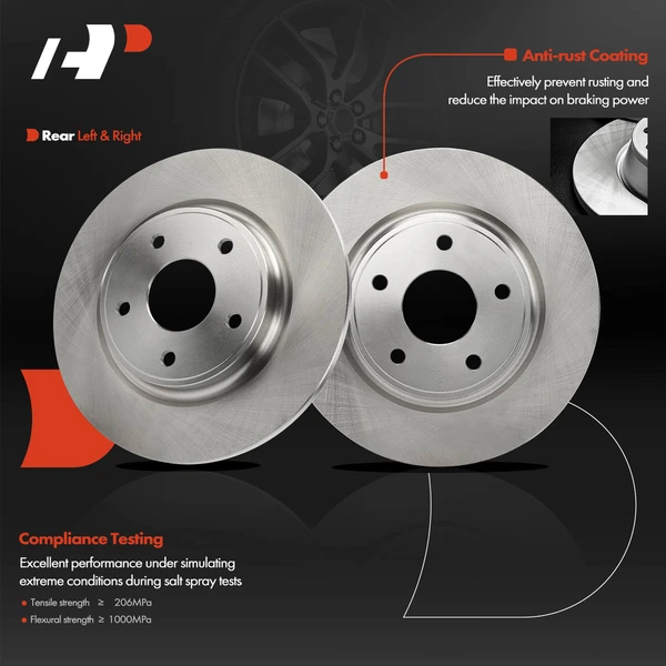 2 Pcs Rear Disc Brake Rotors for Chrysler Pacifica 2017-2022 V6 3.6L DOHC