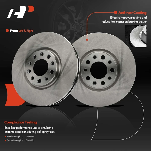 2 Pcs Front Disc Brake Rotors for Jeep Compass 17-22 Renegade Chrysler 200 Dodge