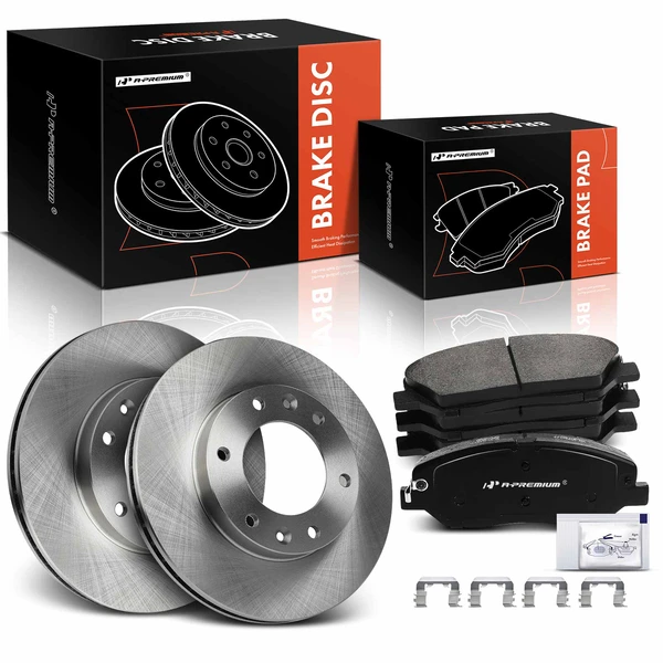 2006-2012 2014 Kia Sedona Disc Brake Rotors and Ceramic Pads Kit, 6 Pcs, Front Driver & Passenger, A-Premium, APBRPR907
