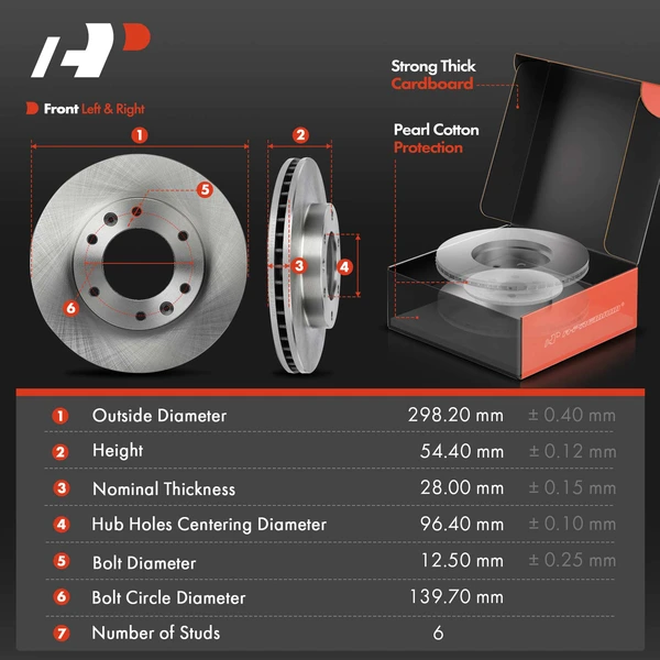 Disc Brake Rotors and Ceramic Pads Kit, 6 Pcs, Front Driver & Passenger, A-Premium, APBRPR907