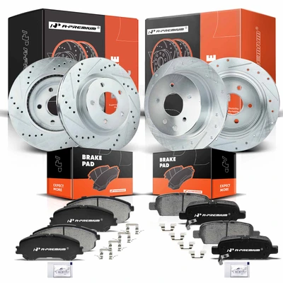 2007-2013 Nissan Altima Brake Pad and Rotor Kit, 12 Pcs, Front & Rear, A-Premium, APBRPS156