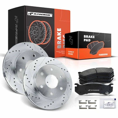 Front Drilled Rotors & Ceramic Brake Pads
