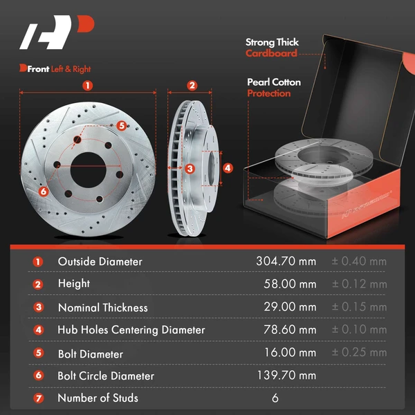 Brake Pad and Rotor Kit, 6 Pcs, Front Driver & Passenger, A-Premium, APBRPS269