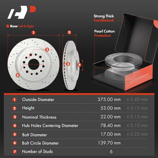 Drilled & Slotted Disc Brake Rotors and Ceramic Pads Kit, 12 Pcs, Front & Rear, A-Premium, APBRPS1530