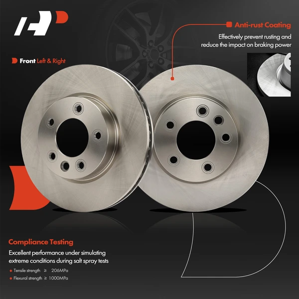 2 Pcs Front Disc Brake Rotors for Volkswagen Touareg Porsche Cayenne