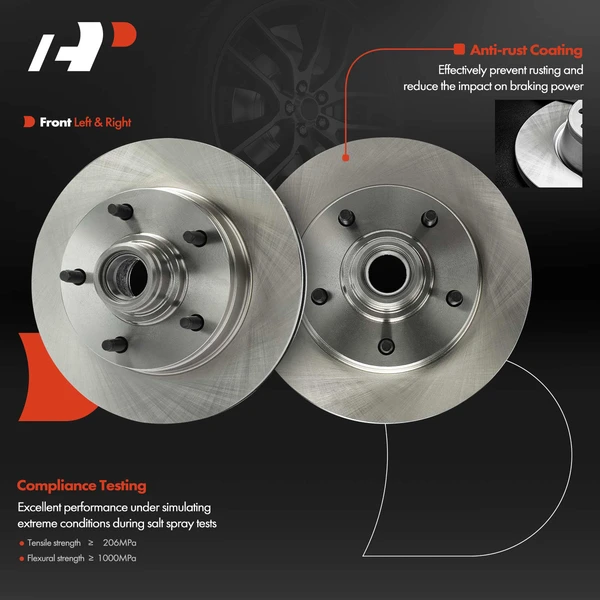 2 Pcs Front Disc Brake Rotors for Ford E-150 Econoline 1994-2001 F-150 1994-1996