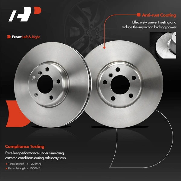 2 Pcs Front Disc Brake Rotors for BMW 535i GT xDrive 2011-2017 740Li