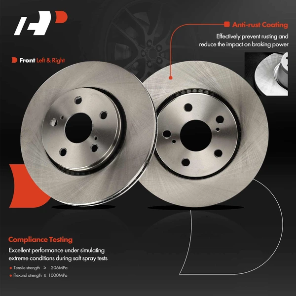 2 Pcs Front Disc Brake Rotors for Toyota C-HR 2018-2022 2.0L 4-Door