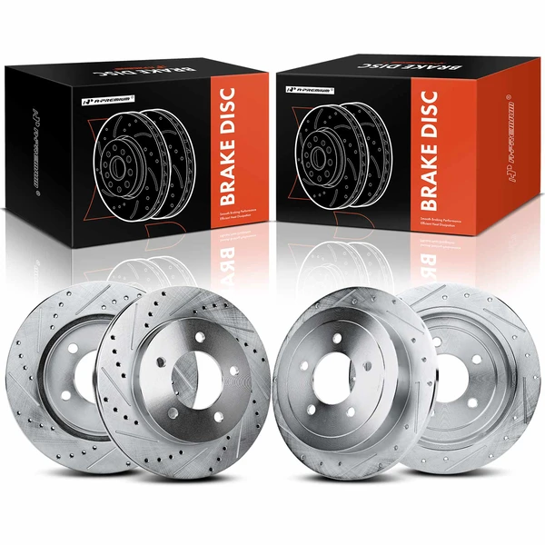 Front & Rear Drilled Brake Rotors for 2000-2003 Ford F-150