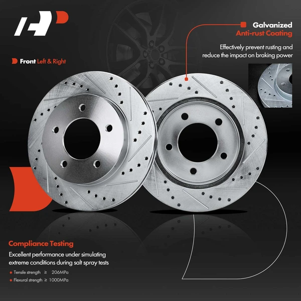 Front & Rear Drilled Brake Rotors for Ford F-150 2000-2003 4WD 5 Lugs