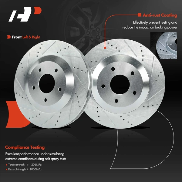 2 Pcs Front Drilled Brake Rotors for Chevrolet Corvette Cadillac XLR