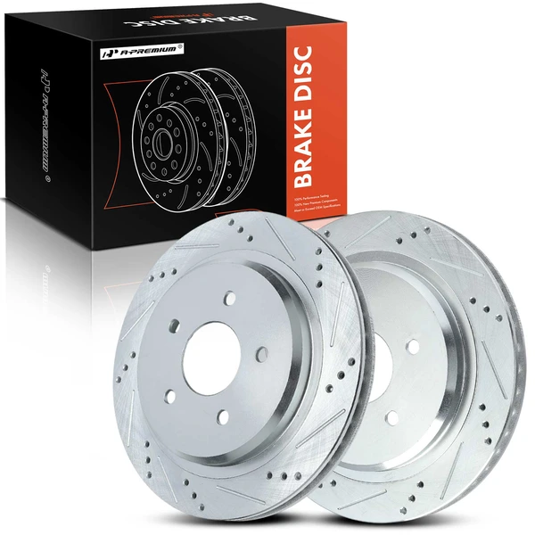 2 Pcs Rear Drilled Brake Rotors for Cadillac XLR 2004-2009 Chevy Corvette 1997-2013