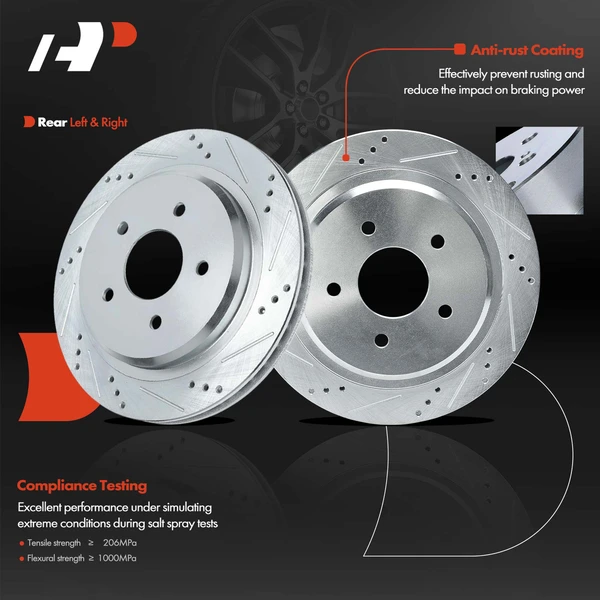 2 Pcs Rear Drilled Brake Rotors for Cadillac XLR 2004-2009 Chevy Corvette 1997-2013